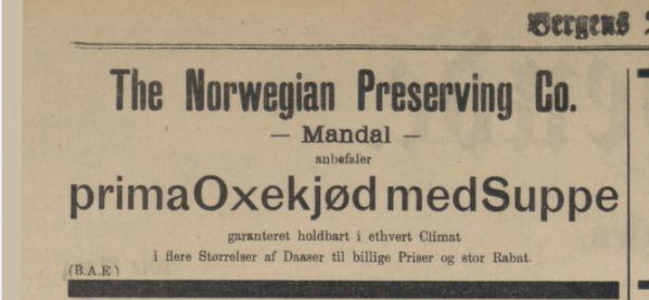 Avisannonse fra Bergens tidende 18. august 1897