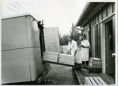 Ferdig pakket Frogner-is / Nora-iskrem på vei til butikker og kioskerFoto: Væring / Ringnes / Norsk Teknisk Museum<br>