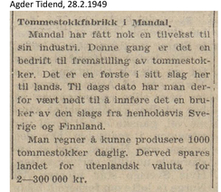 Foto: Agder Tidende 28.2 1949<br>