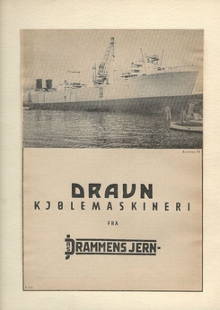 Drammens Jernstøberi ble storleverandør av kjølemaskineri til skip. Hvalkokeriet Kosmos III var en gigant på merittlisten, og typisk nok brukt på salgsbrosjyren.