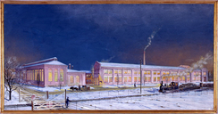 Fabrikken malt av Jens Wang til Jubileumsutstillingen på Frogner i 1914, Foto: NTM