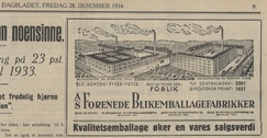 Faksimile fra Dagbladet 1934. Tegningen viser fabrikkene i Oslo og Moss som om de lå rett ved siden av hverandreFoto: Dagbladet <br>